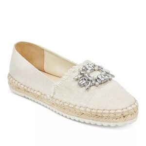 Marc Fisher Women's Beige Canvas Slip On Casual Flat Espadrilles Shoes Size 10